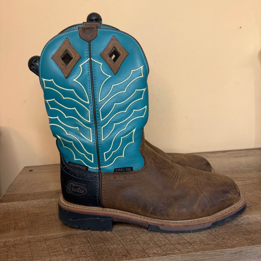 Justin derrickman Steel Toe Waterproof Work Boots Men's Size 11EE